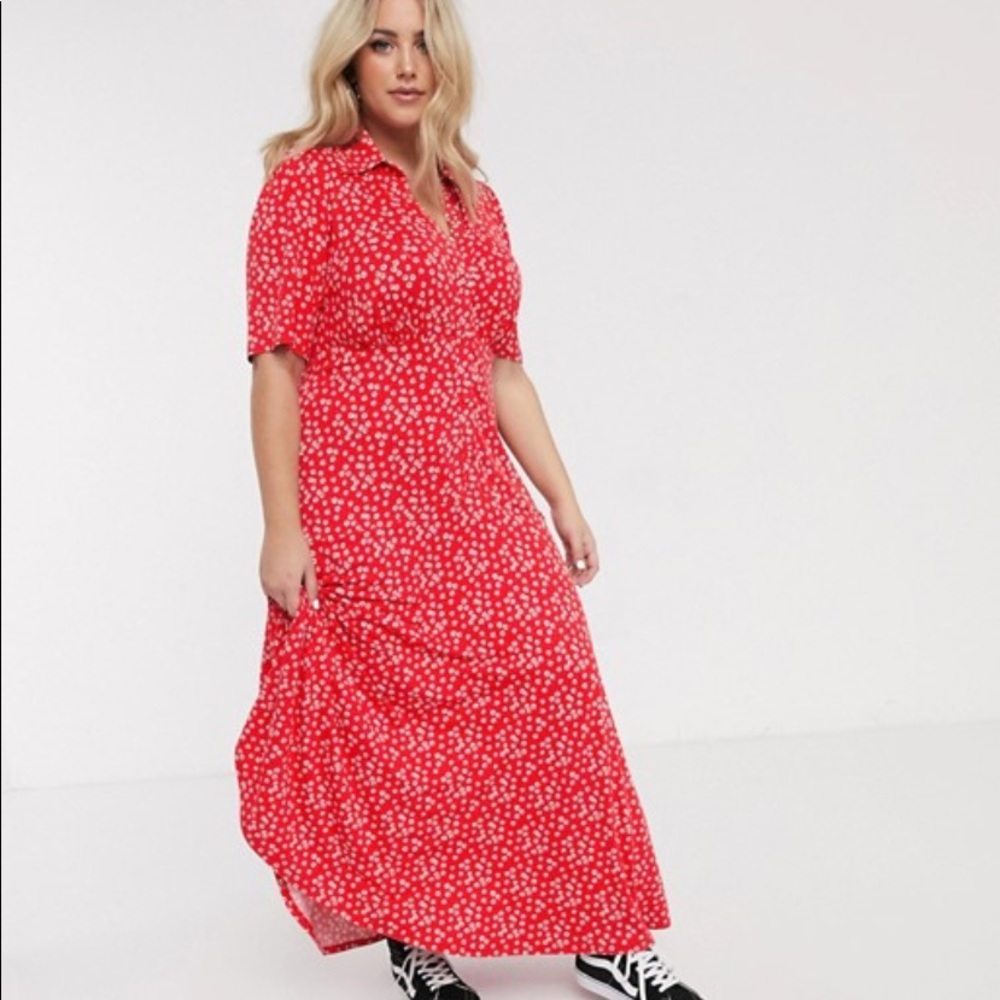 ASOS Curve Red Floral Maxi Dress